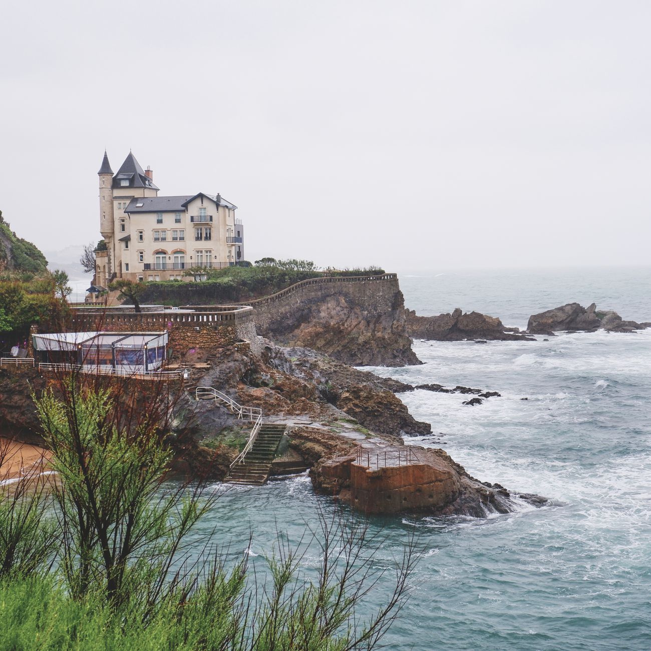 Rugged cliffside ocean waves in northern Spain